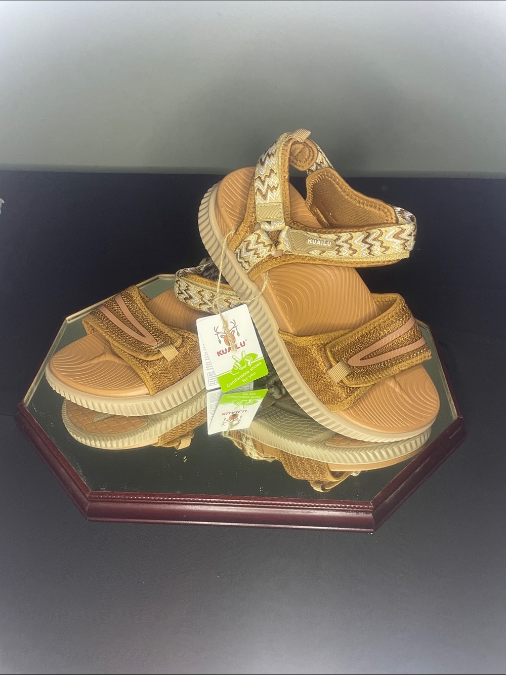 Kualu Girls' Tan Adjustable Sport Sandals